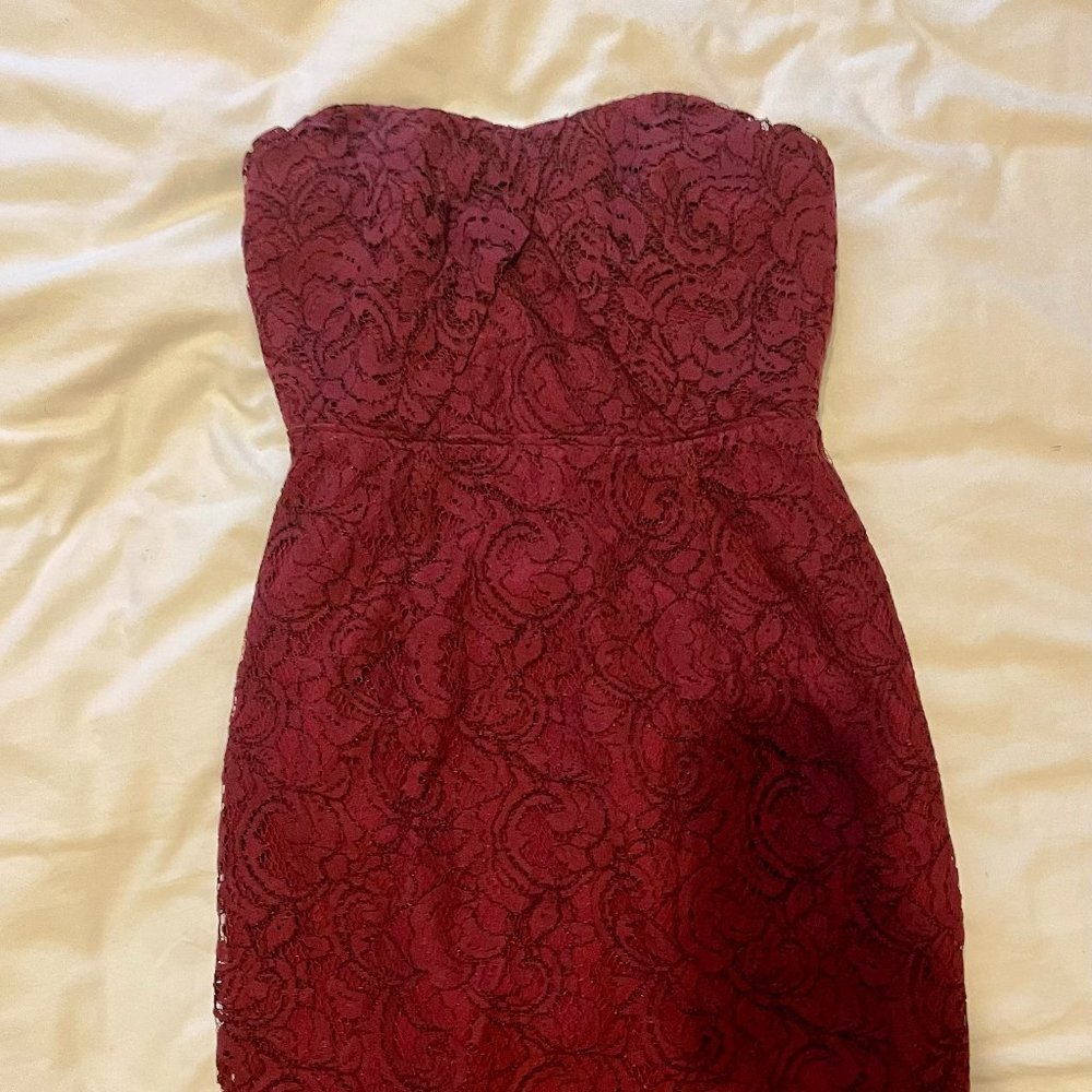 J Crew Purple Kelsey Strapless Lace Dress